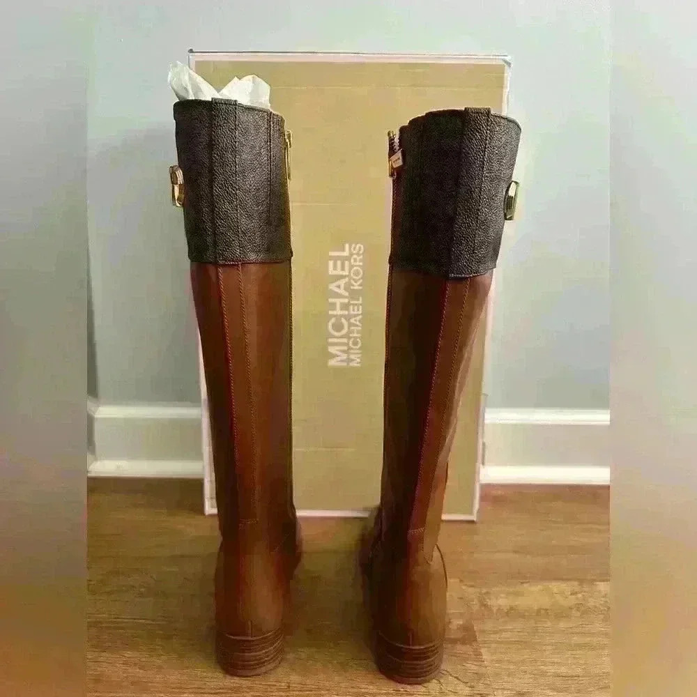 Michael Kors Monogram Knee Boots. - Picture 4 of 5